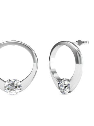 Boucles d'oreilles Mini Ring - Argenté et Cristal