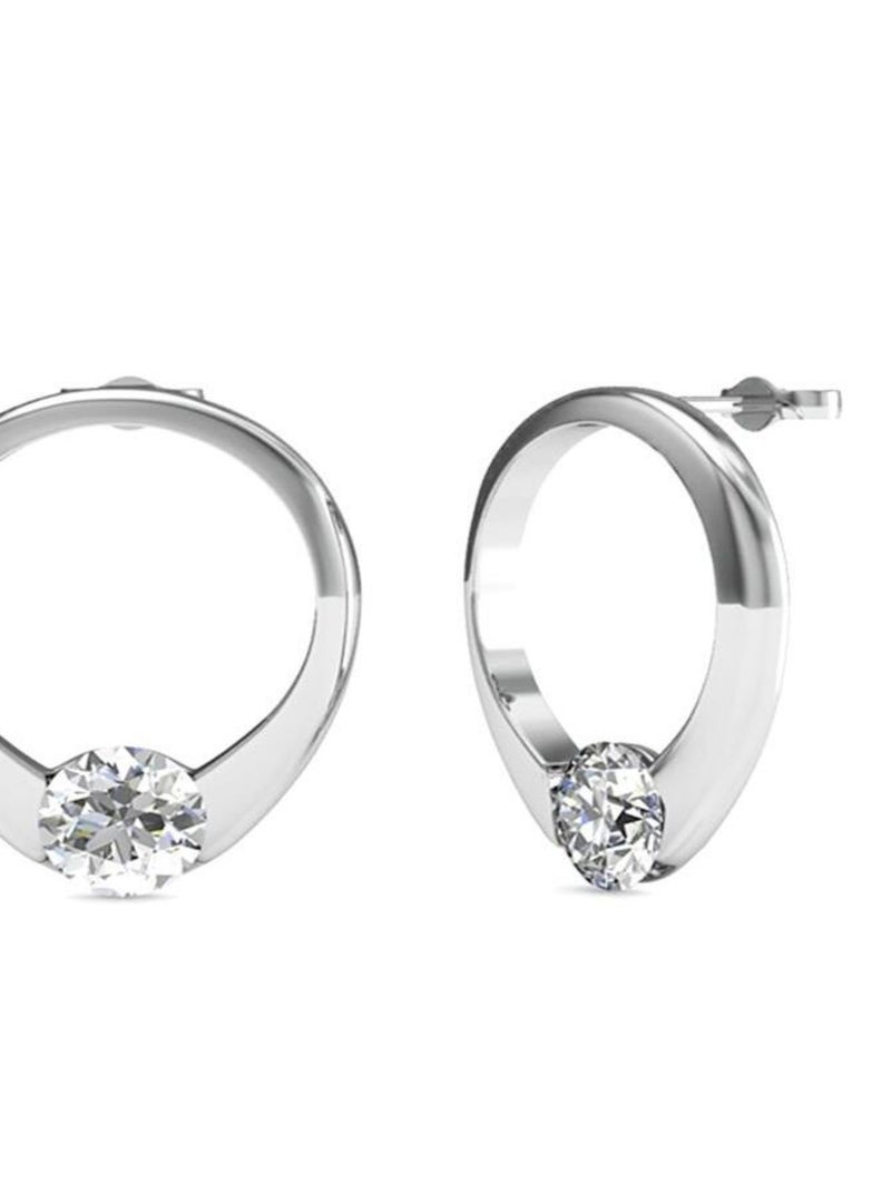 Boucles d'oreilles Mini Ring - Argenté et Cristal Argent - Kiabi
