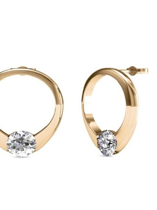 Boucles d'oreilles Mini Ring - Or Rosé et Cristal