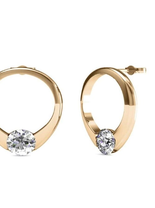 Boucles d'oreilles Mini Ring - Or Rosé et Cristal - Kiabi