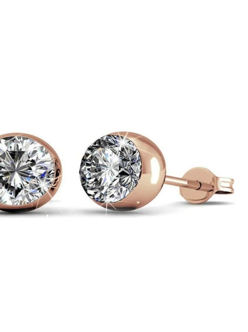 Boucles d'oreilles Moon - Or Rosé et Cristal Transparent - Kiabi