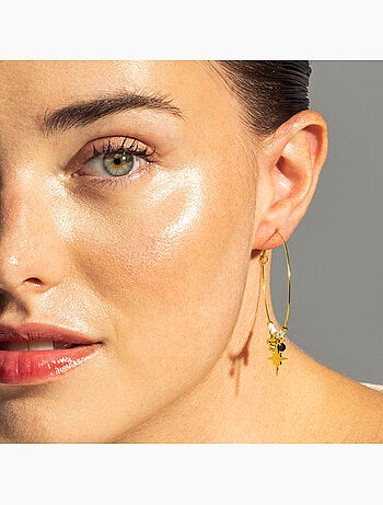 Boucles d'oreilles Onyx Luxenter finies et plaqué or 18k - Hanfi