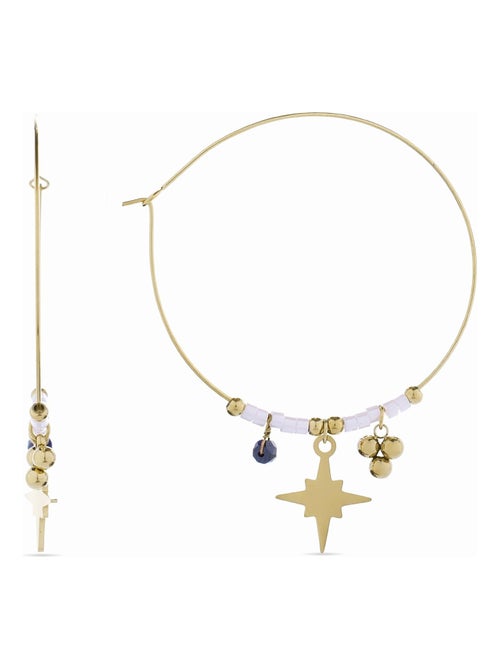 Boucles d'oreilles Onyx Luxenter finies et plaqué or 18k - Hanfi - Kiabi