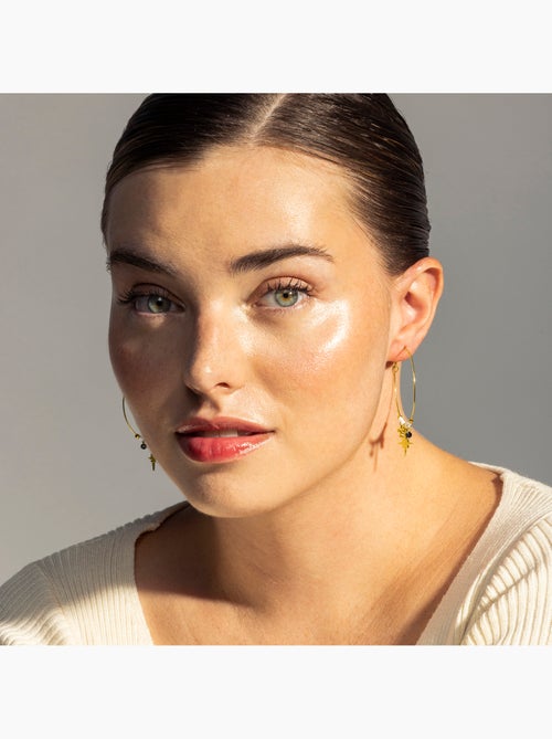 Boucles d'oreilles Onyx Luxenter finies et plaqué or 18k - Hanfi - Kiabi