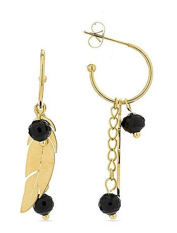 Boucles d'oreilles Onyx Luxenter plaqué or jaune 18 carats - Omka
