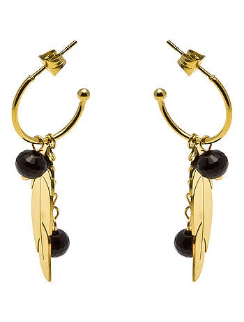 Boucles d'oreilles Onyx Luxenter plaqué or jaune 18 carats - Omka