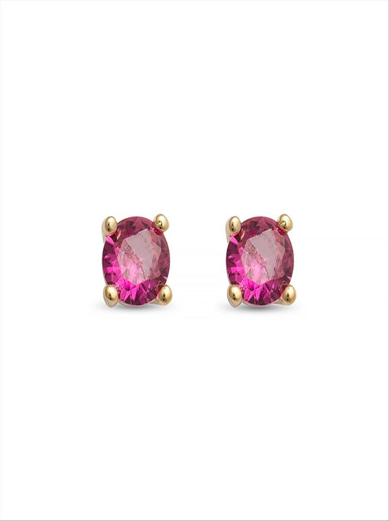 Boucles d'oreilles  otieno en argent 925 et zircon rubis plaqué or 18K Rose - Kiabi