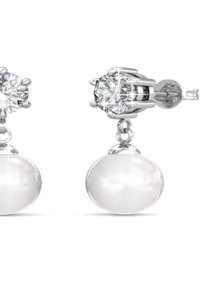 Boucles d'oreilles Pauline - Argenté et Cristal Argent - Kiabi
