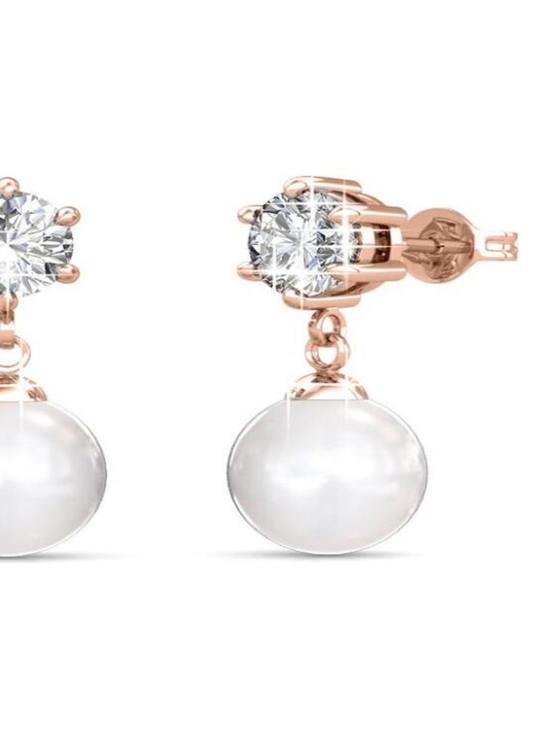 Boucles d'oreilles Pauline - Or Rosé et Cristal Transparent - Kiabi
