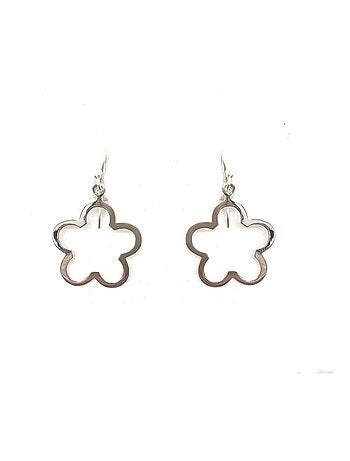 Boucles d'oreilles, pendant, fleur en argent