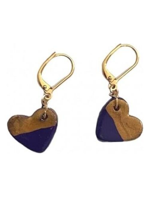 Boucles d'oreilles, pendantes en céramique violet et or - Kiabi