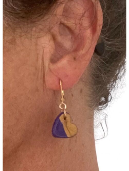 Boucles d'oreilles, pendantes en céramique violet et or - Kiabi