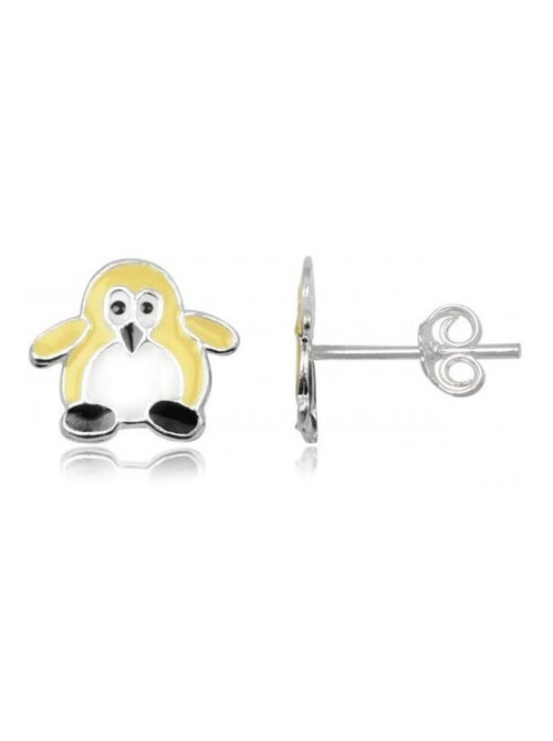 Boucles d'oreilles pingouin en argen et email - Kiabi
