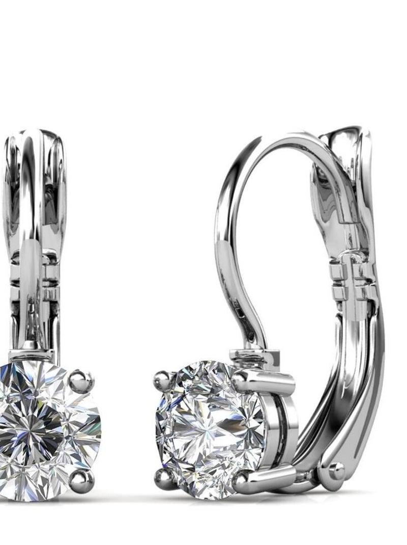 Boucles d'oreilles Round - Argenté et Cristal Argent - Kiabi