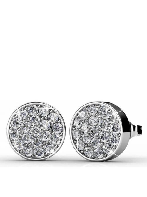 Boucles d'oreilles Round - Argenté et Cristal - Kiabi