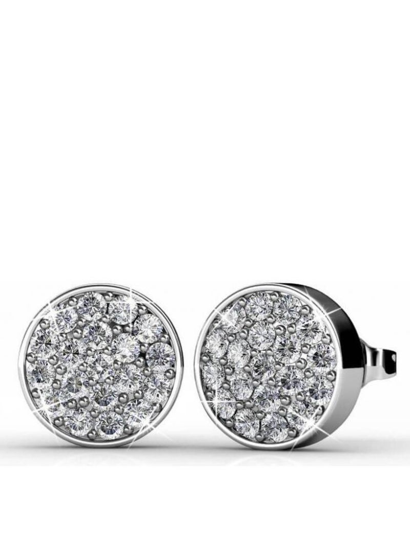 Boucles d'oreilles Round - Argenté et Cristal Argent - Kiabi