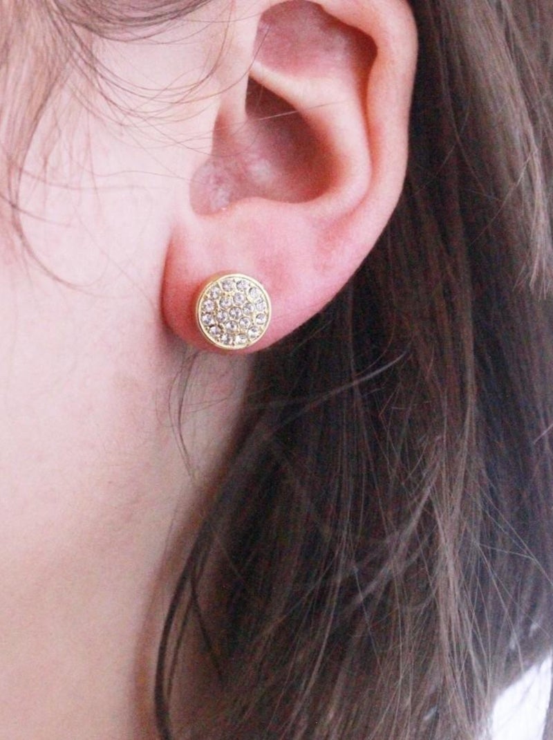 Boucles d'oreilles Round - Doré et Cristal Doré/or - Kiabi