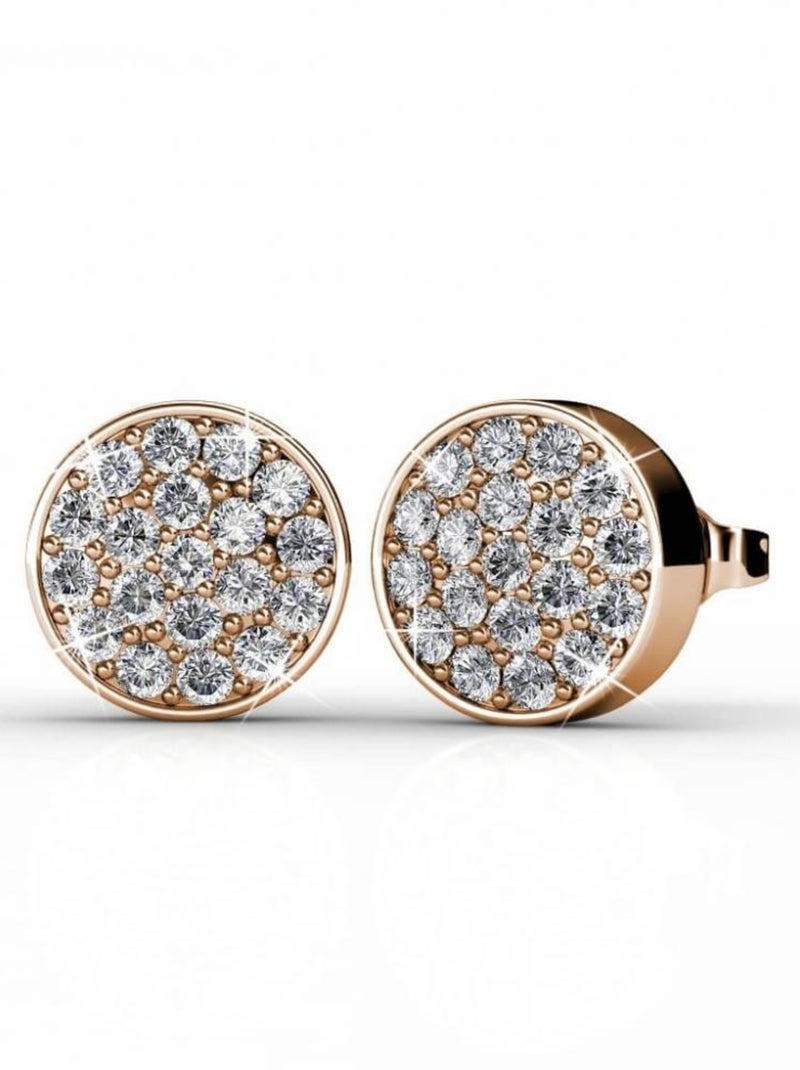Boucles d'oreilles Round - Or Rosé et Cristal Or rose - Kiabi
