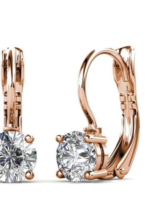 Boucles d'oreilles Round - Or Rosé et Cristal - Kiabi