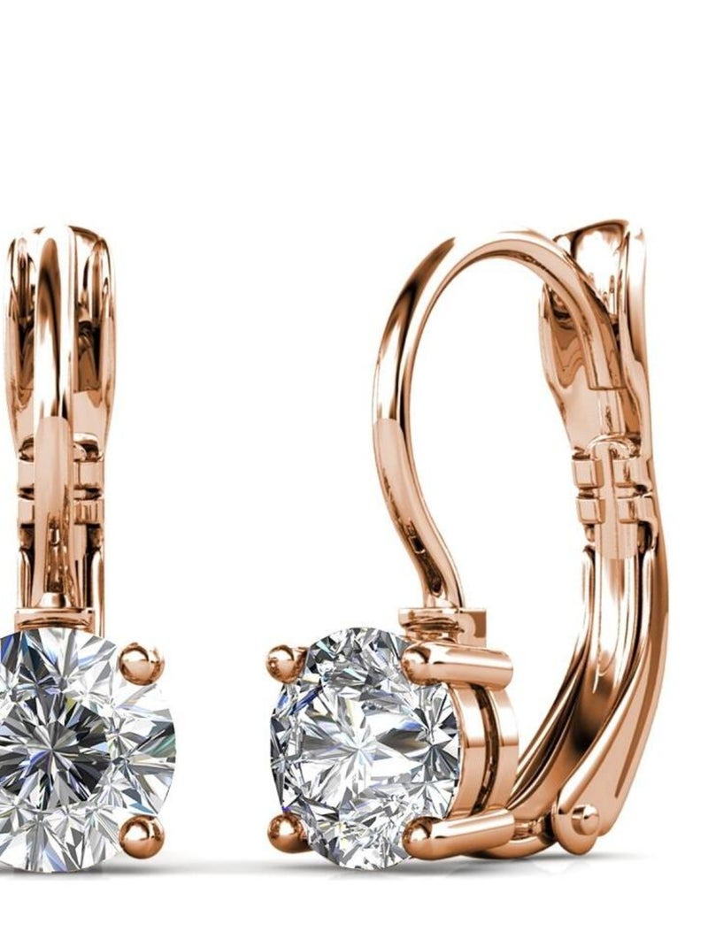 Boucles d'oreilles Round - Or Rosé et Cristal Transparent - Kiabi