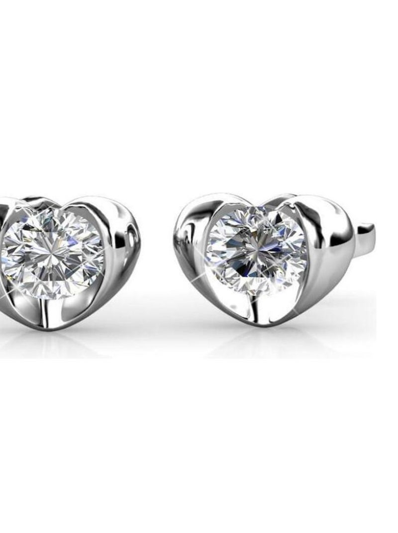 Boucles d'oreilles Simply Love - Argenté et Cristal Argent - Kiabi