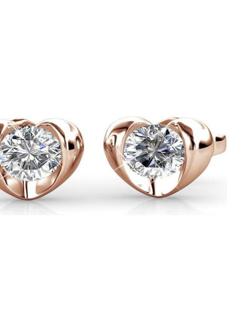 Boucles d'oreilles Simply Love - Or Rosé et Cristal Transparent - Kiabi