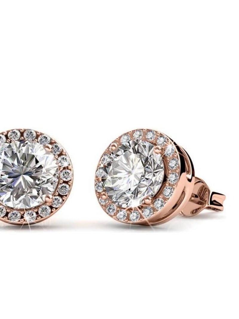 Boucles d'oreilles Sophia - Or Rosé et Cristal Transparent - Kiabi