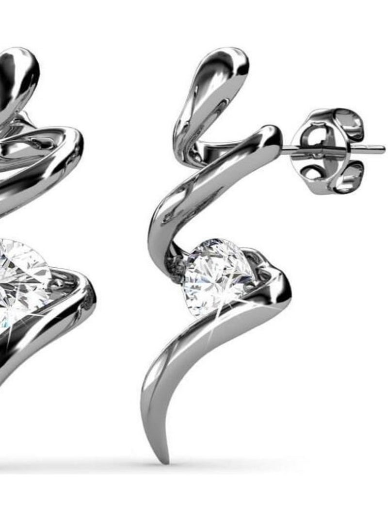 Boucles d'oreilles Spiral - Argenté et Cristal Argent - Kiabi
