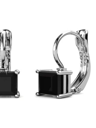 Boucles d'oreilles Square - Argenté et Noir