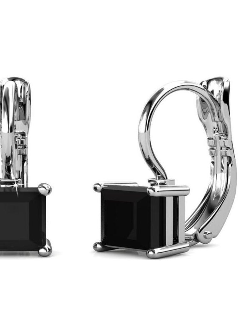 Boucles d'oreilles Square - Argenté et Noir Noir Argenté - Kiabi
