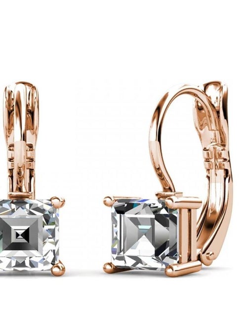 Boucles d'oreilles Square - Or Rosé et Cristal - Kiabi