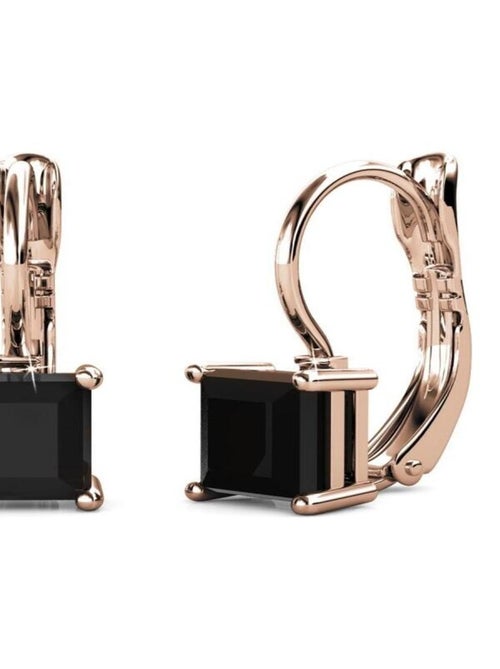 Boucles d'oreilles Square - Or Rosé et Noir - Kiabi