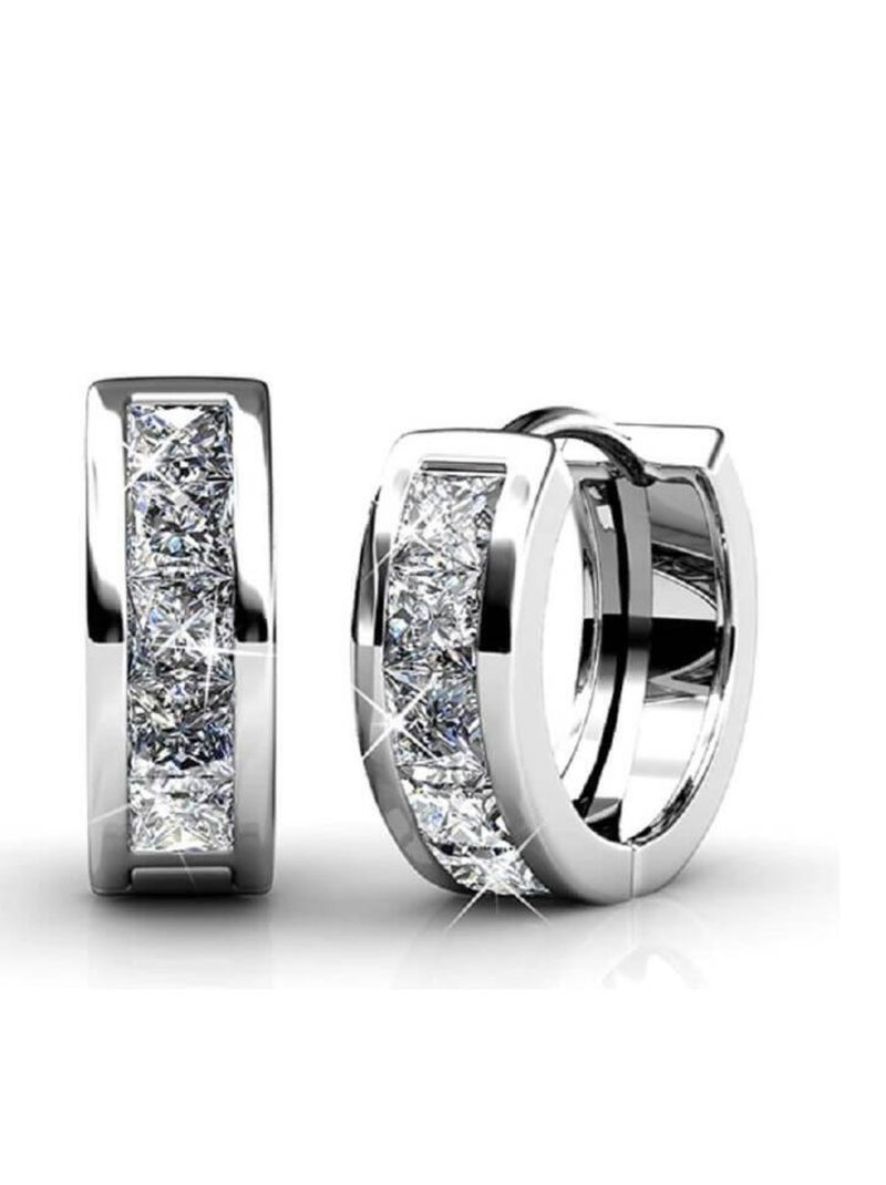 Boucles d'oreilles Square Hoop - Argenté et Cristal Argent - Kiabi