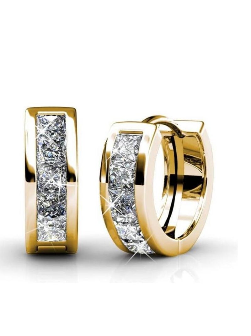 Boucles d'oreilles Square Hoop - Doré et Cristal Doré/or - Kiabi