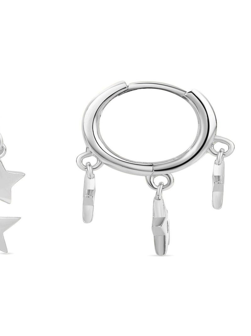 Boucles d'oreilles Star,plaqué rhodium,avec zircon cubique brillant Multicolore - Kiabi