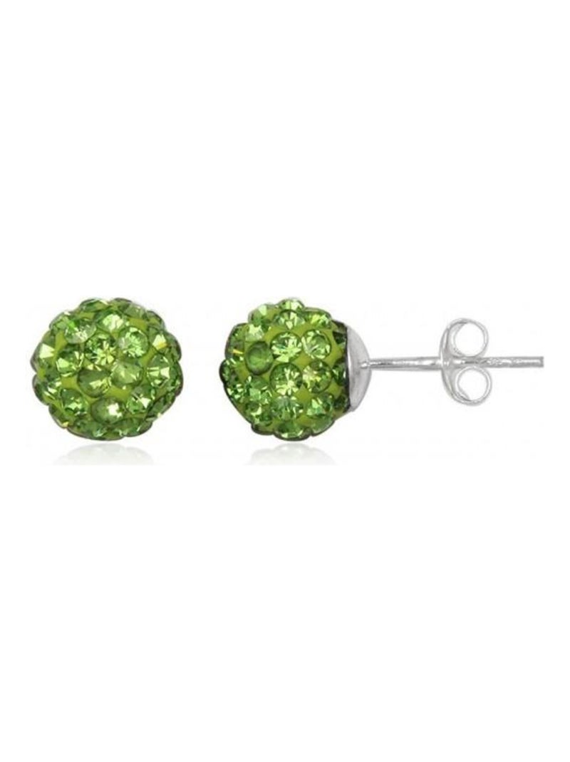 Boucles d'oreilles strass et argent, forme boule, Bijoucolor Vert - Kiabi