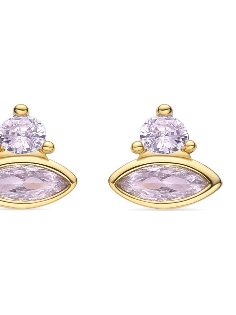 Boucles d'oreilles Surko en zircone brillant, finition en or jaune 18 carats Multicolore - Kiabi