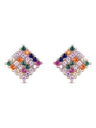 Boucles d'oreilles Tanya en argent 925 et zircon multicolore
