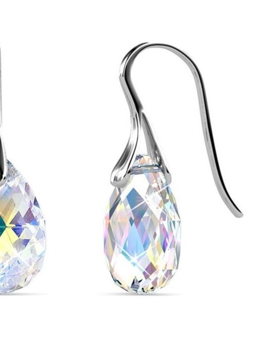 Boucles d'oreilles Teardrop Hook - Argenté et Blanc brillant - Kiabi