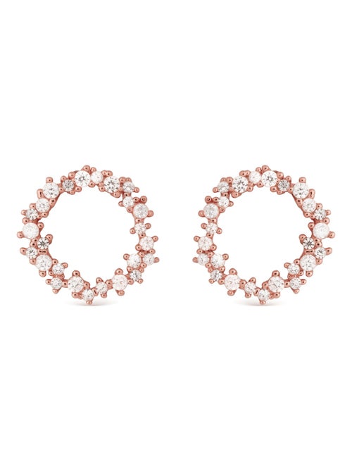 Boucles d'oreilles  thilak en argent 925 et zircon brillant avec finition plaquée or rose 18k - Kiabi