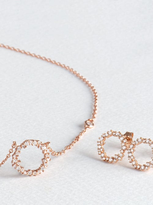 Boucles d'oreilles  thilak en argent 925 et zircon brillant avec finition plaquée or rose 18k - Kiabi