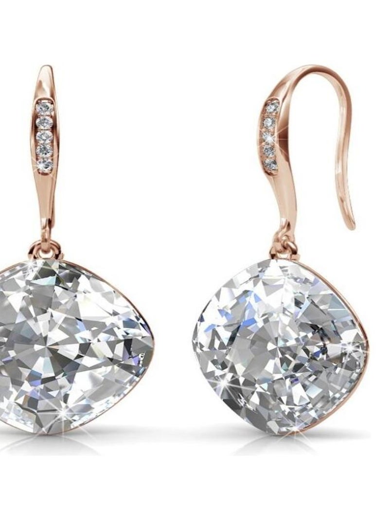 Boucles d'oreilles Tiffy Hook - Or Rosé et Cristal Transparent - Kiabi