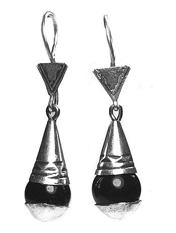 boucles d'oreilles touareg argent agate noire