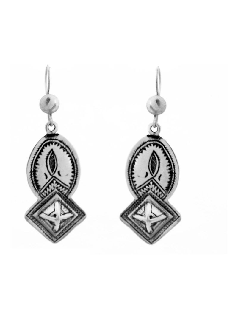 Boucles d'oreilles touareg longues artisanat afrique Argenté - Kiabi