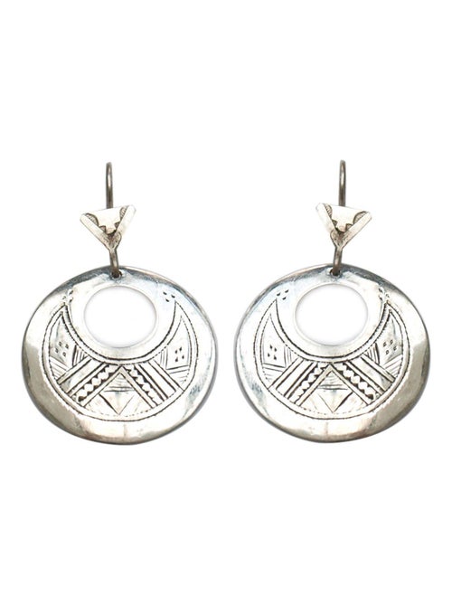 Boucles d'oreilles touareg rondes en argent ciselé, Bijoucolor - Kiabi