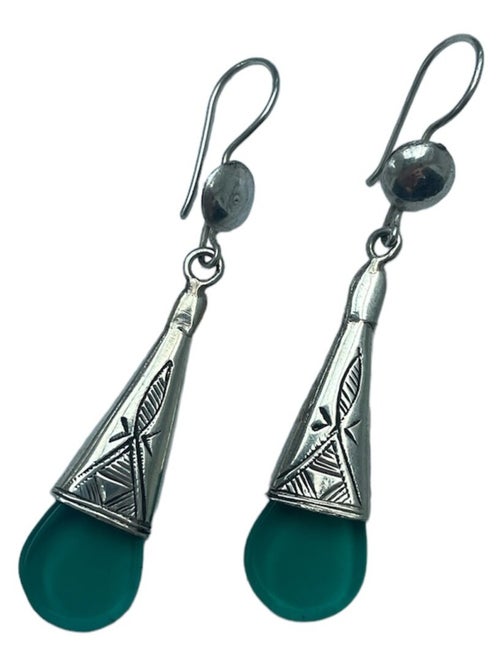 Boucles d'oreilles touareg verre bleu - Kiabi