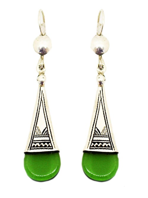 Boucles d'oreilles touareg verre vert - Kiabi