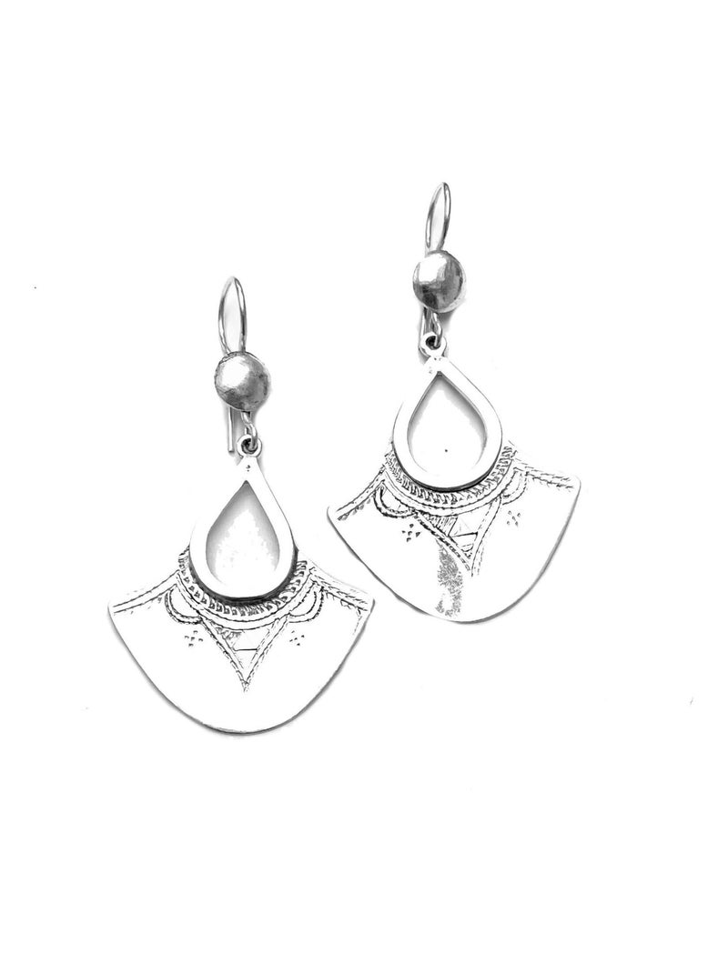 Boucles d'oreilles tradition ethnique berbère fabriquées à la main Argenté - Kiabi