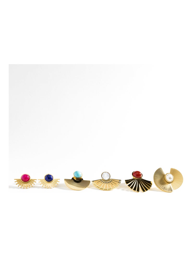 Boucles d'oreilles Turquoise Luxenter finies en or jaune 18K - Ria Bleu - Kiabi