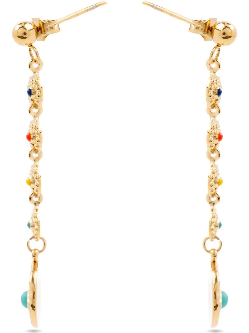 Boucles d'oreilles Turquoise Luxenter finies et plaqué or 18k - Elbi Bleu - Kiabi